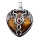 Yellow Tiger Eye Stone Heart Antique Silver Double Dragon Stone Pendant (32x42mm) Necklace 45cm Black Cord