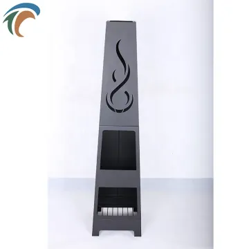 Metal Vertical Outdoor Backyard Bbq Brazier Fire Pit With Chimney Firepit