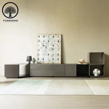 Wooden Living Room TV Cabinet for Corner Placement