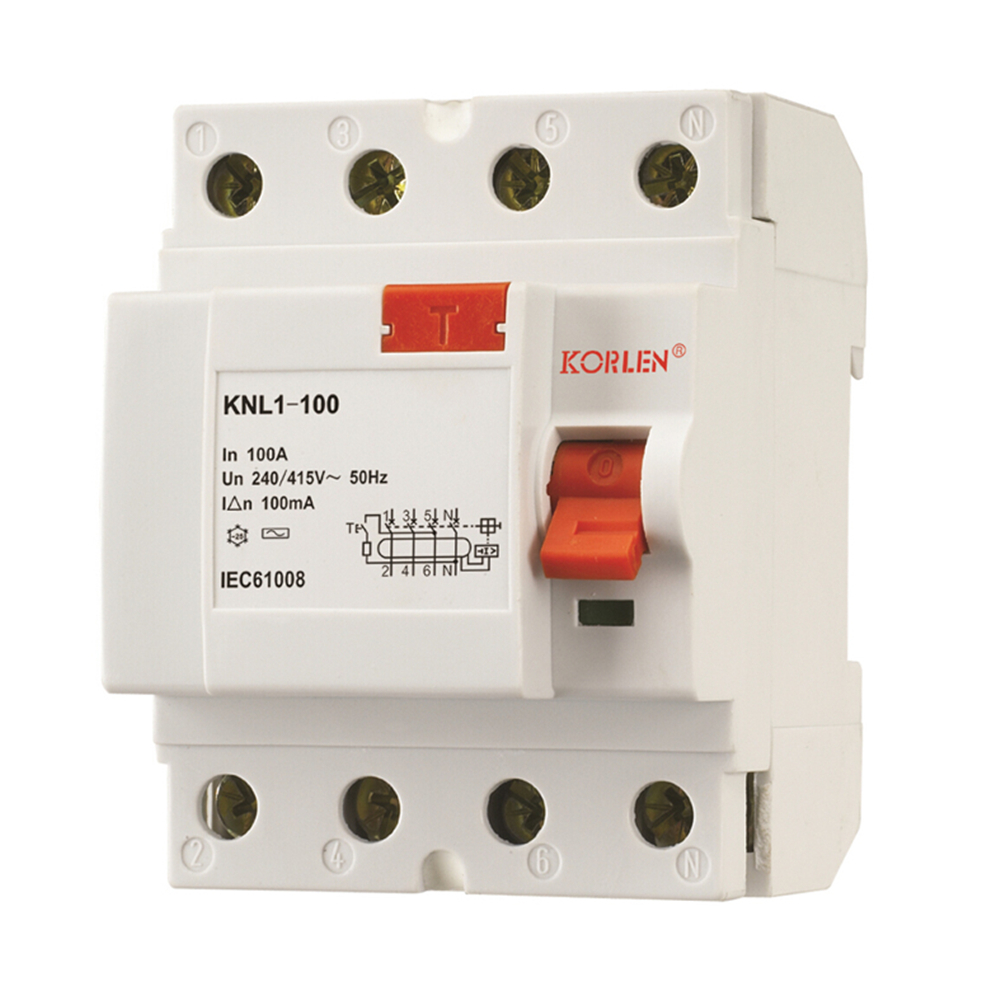 Residual Current Circuit Breaker KNL1-100 100A SEMKO 2P