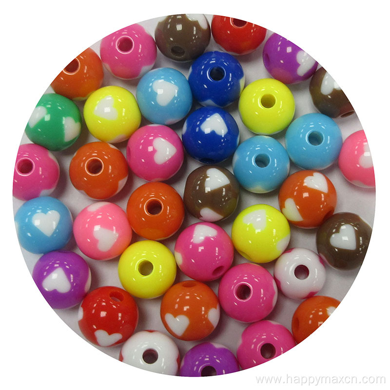 Plastic big acrylic bead design accessories with heart