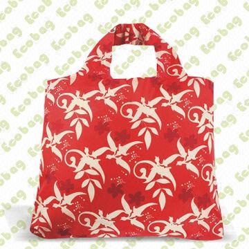 Printed Recycled PET Fabric Foldable Shopping Bag, Various Designs are Accepted