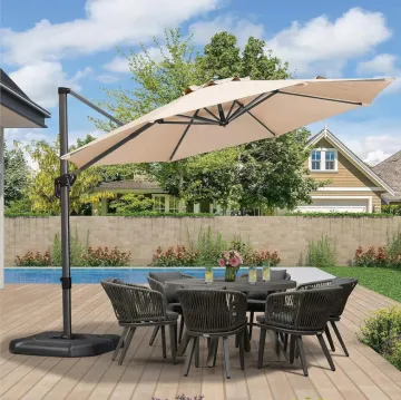 Uplion 10FT Outdoor Aluminum Garden Cantilever Umbrella