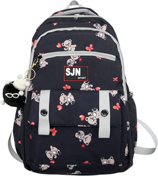 Girls School Backpack Spacious Practical Travel Bear Printed
