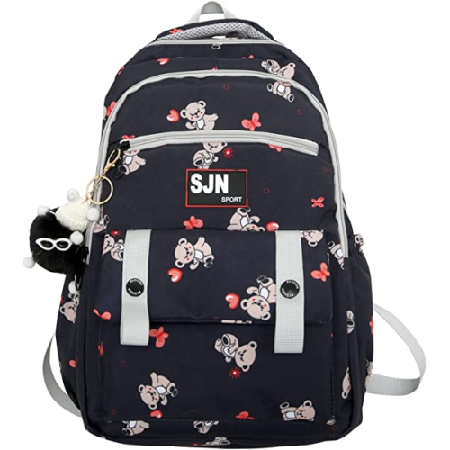 Girls School Backpack Spacious Practical Travel Bear Printed
