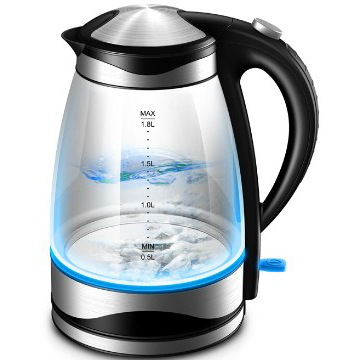 High Boron Glass Kettle With LED Light Cordless