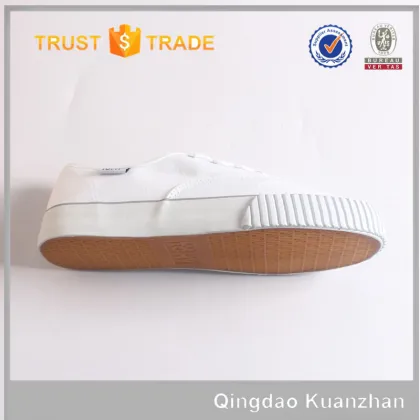 Lace-up white brand canvas shoes