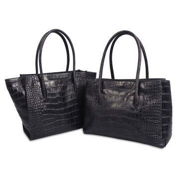 Crocodile Embossed Leather Women Top Handle Tote Handbags