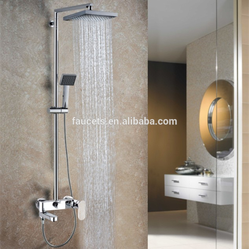 Contemporary Bathroom Brass Shower Mixer with Square Rainfall Shower