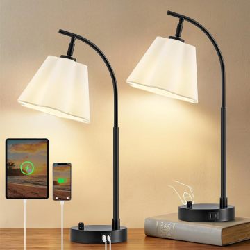 Set 2 Pek Lampu Samping Katil USB-C Boleh Dimalap Tanpa Langkah