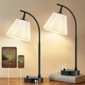 Stepless Dimmable USB-C Bedside Lamps Set 2-Pack
