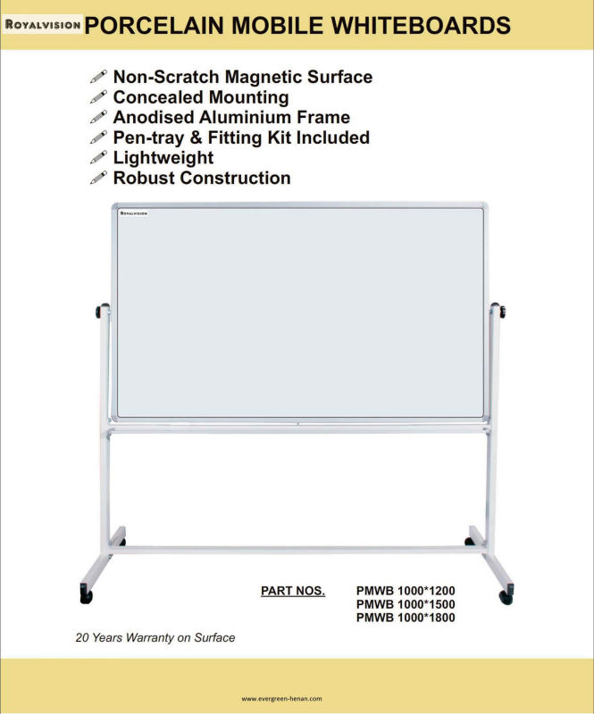 Overturned White Board - Mobile Double Sided Reversible with Casters