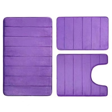 3-Piece Dry Fast Bath Mat Set: Premium Quality Polyester Fiber Bathroom Rugs in Gray - Sizes: 15.8x19.7, U-Shaped 15.8x23.6, and 19.7x31.5 Inches