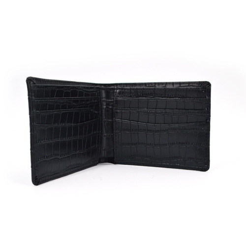 Custom Brand Black Leather Men Short Wallet