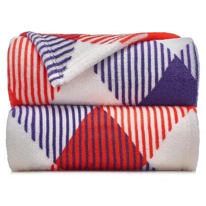 Red White Black Plaid Buffalo Manta Sherpa Fleece Throw Blanket - Ready Goods Christmas Design