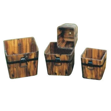 Wooden Flower Pot Sets, Measures (L) 19.5 x (W) 19.5 x (H) 18cm