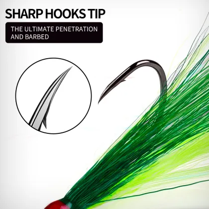 5-Pack Fishing Bucktail Teasers Hooks and Rigging for Saltwater Fishing Jigs
