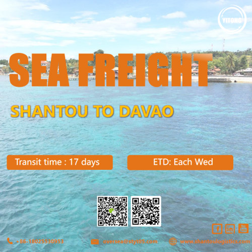 Taux de fret de mer de l&#39;océan de Shantou à Davao