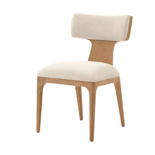 Silla con Apoyabrazos de Madera y Tela de Lino