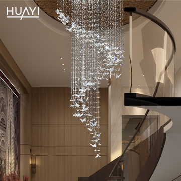 Modern Butterfly Crystal Chandelier for Hotel Staircase Decoration
