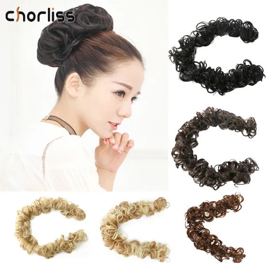 Hot Selling Elastic Curly Scrunchie Messy Wavy Wrap Synthetic Flexible Hair Buns Chignon Synthetic Ponytail Extensions For Women