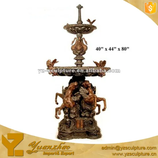 large outdoor antique 2 tier bronze horse fountain sculpture