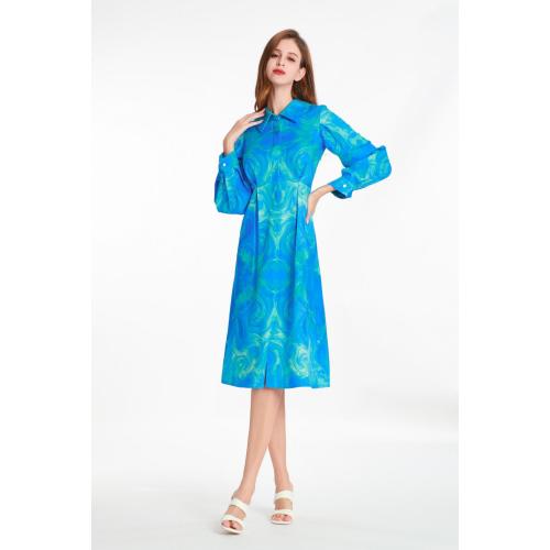 Shirt-style Long Sleeve Printed Dress