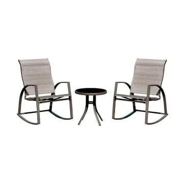 Textilene 3Pcs Brstro Set: Outdoor Rocker Chair and Table