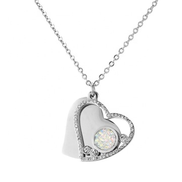Yiwu Aceon Stainless Steel Personalized Blank Stamping Stone Heart Pendant