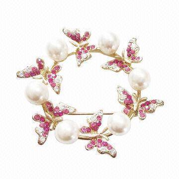New Fashion Gold Plated Butterfly Rhinestone Brooch for Wedding Dress and Accessories