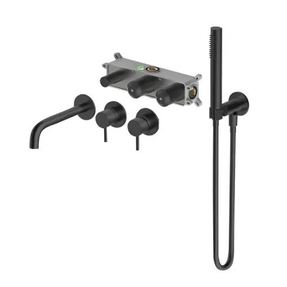 Wall Mounted Brushed Nickel Bathtub Faucet With Shower