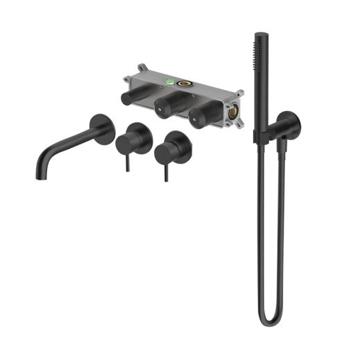 Gold Wall Mount Roman Tub Faucet With Sprayer