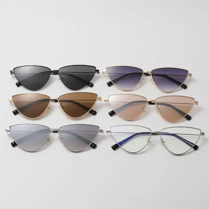 Vintage Cateye Sun Glasses - Retro Small Metal Frame Sunglasses for Women