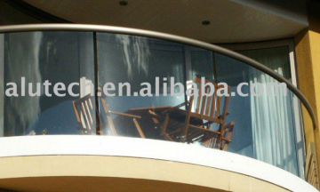 balcony stainless steel hollow bar glass handrails