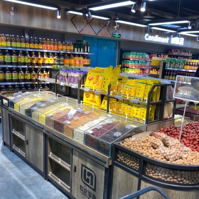 Cereal Grocery Retail Supermarket Wooden Shelves