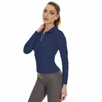 Nuovo top equestre blu scuro personalizzato per le donne