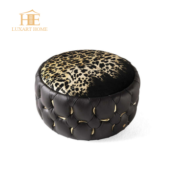Luxurious Gold Brushed Metallic Finish Drum Stool