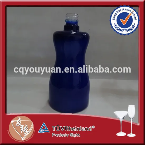 Antique shaped blue glass bottles 500ml for spirits