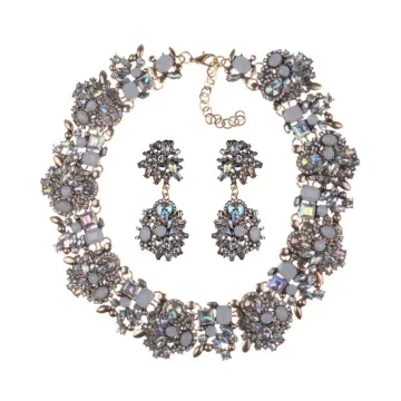 High Quality Cheap Sparkle Crystal Choker Collar Necklaces and Earrings