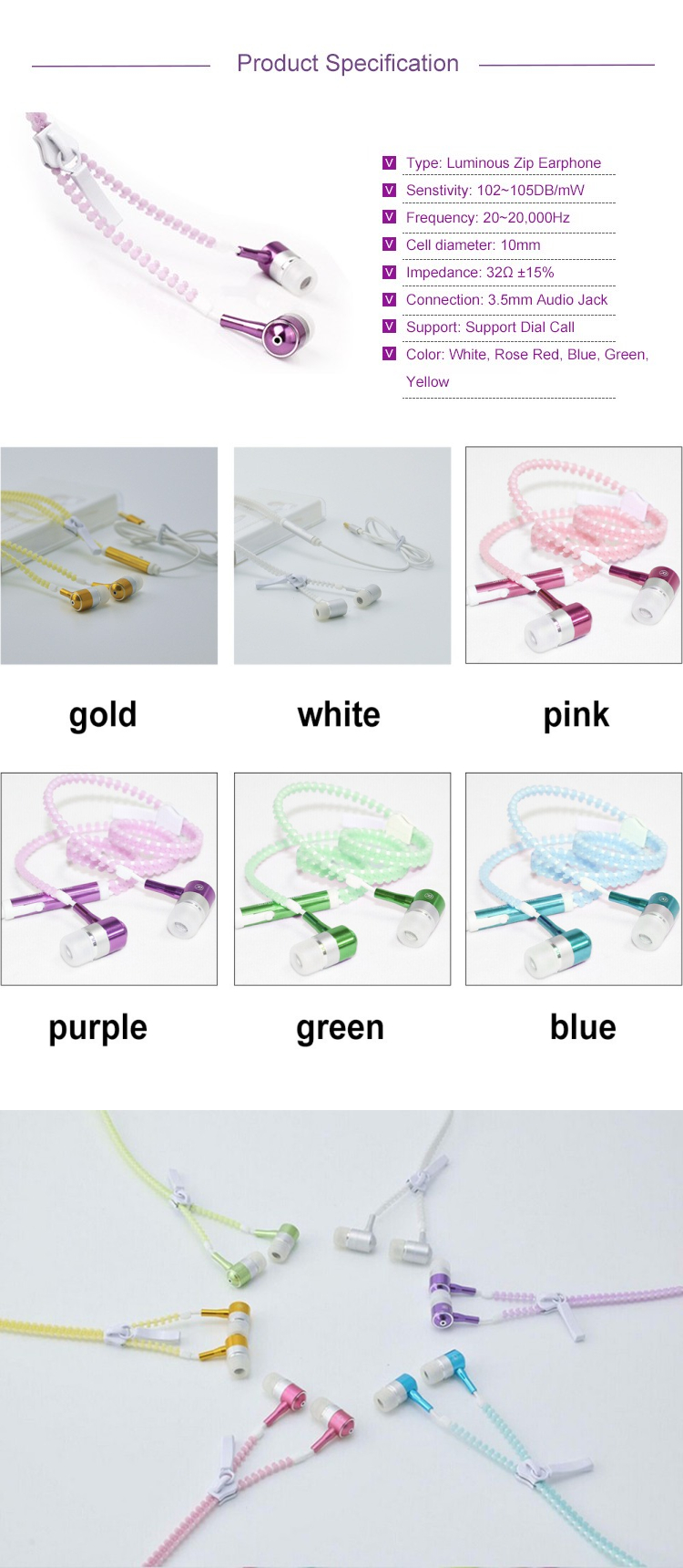 zipper earphones