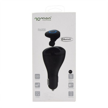 2016 Newest Usb Car Charger + Bluetooth earphone 2 in 1 One USB Port Car Charger with Invisible Wireless Earphone