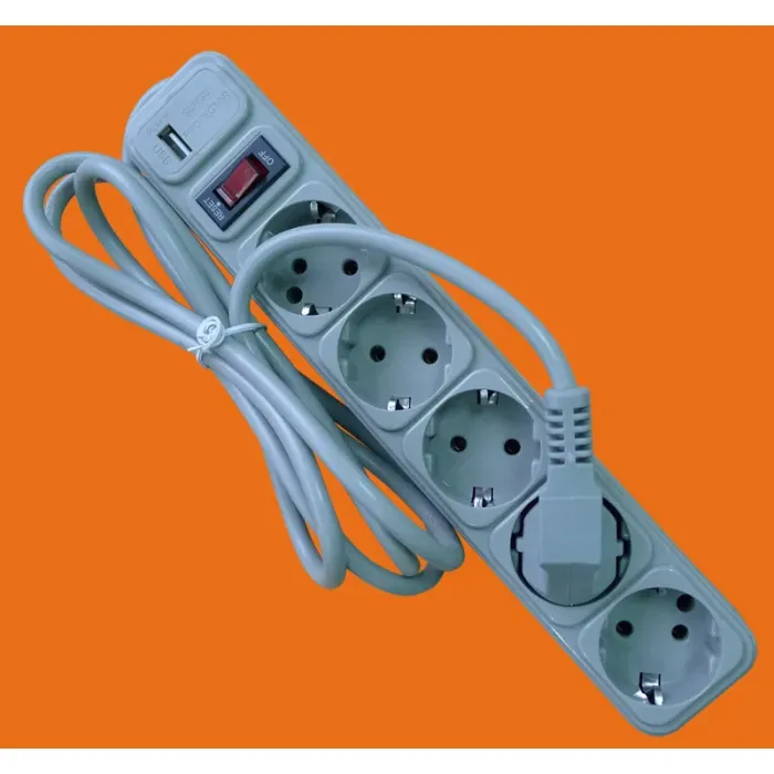 Soket Steker Eropa dengan Kabel Daya (E2005ES-USB)