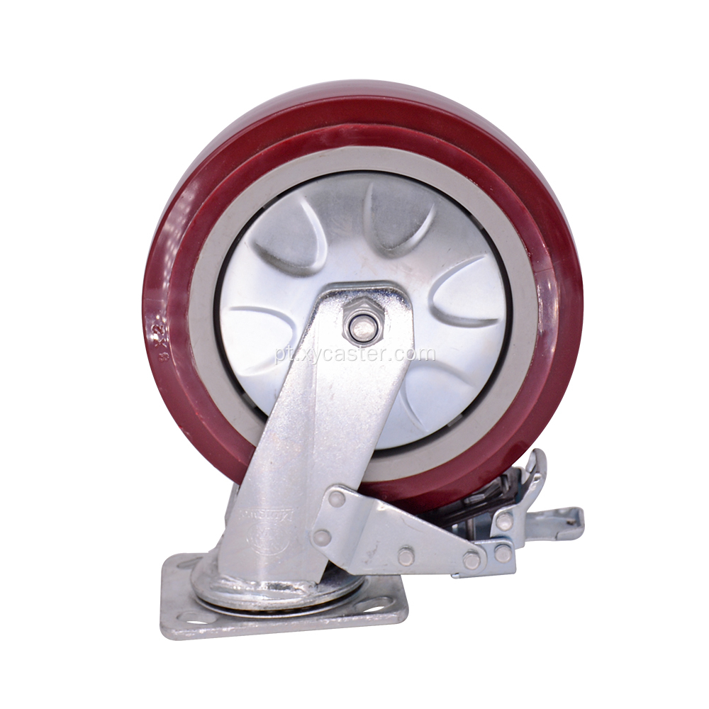 Roda de rodízio de PVC de 8 polegadas com freio