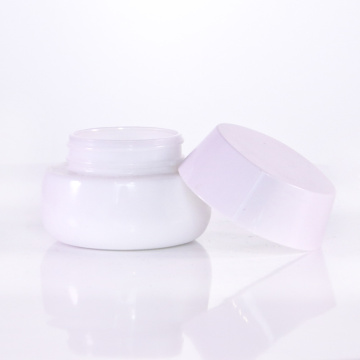 Jarra de crema de vidrio blanco de ópalo natural para el cuidado de la piel