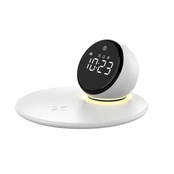 2024 Multifunction atmosphere light rgb desk lamp alarm clock BT speaker 15w fast charging wireless charger