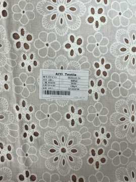 Breathable 100% Cotton Floral Hollow Design Fabric for Comfortable Clothing