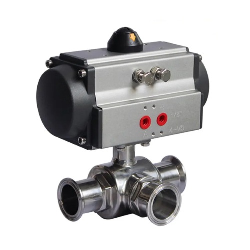 Food Grade 3 Way Clamp Pneumatic Ball Valve