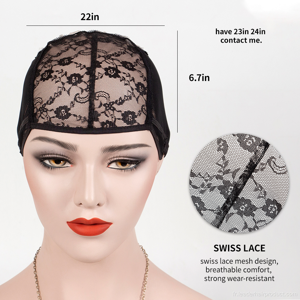 Bonnet de perruque en plastique avec sangle réglable en filet Spandex