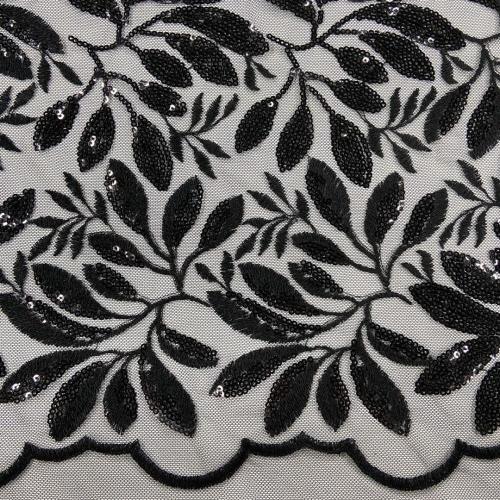 Fantasic Leaves Design of Sequin Embroidery Fabric