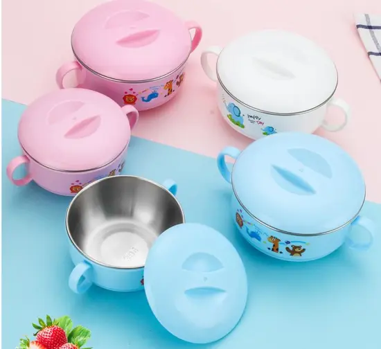 Stainless Steel Children Bowl With Ear Cover